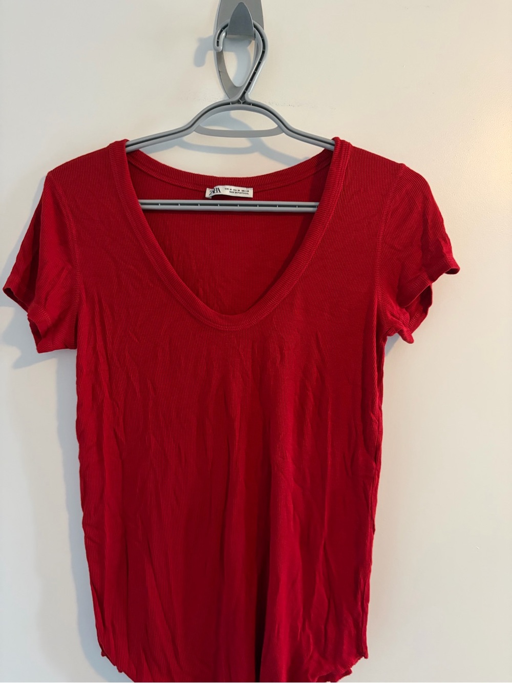 Zara Red V-Neck Short Sleeve Tee